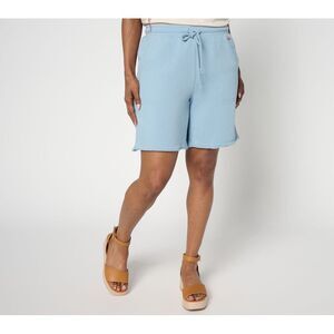 Peace Love World Women's Pants Sz 2XS (XXS) French Terry Shorts Raw Blue A692507